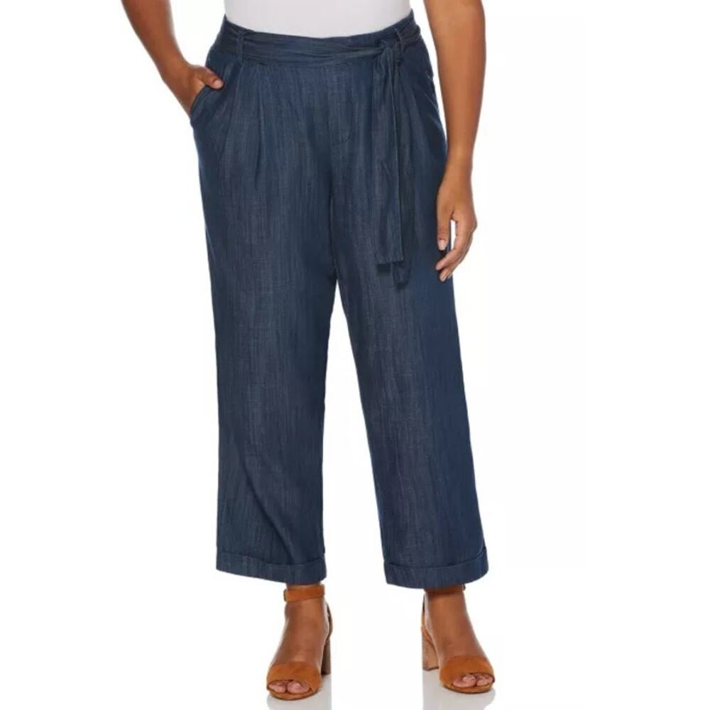Rafaella Tencel Tapered Pants Denim Blue Size 8 MSRP $64.50